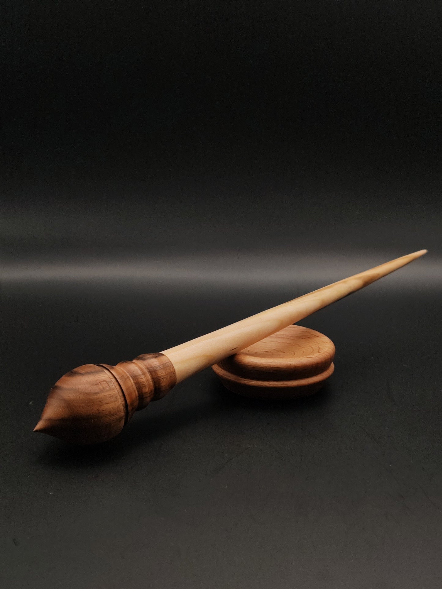 Support Spindle Set: Walnut Whorl and Oak Shaft (24 cm / 9.45 inches, 27 g / 0.95 oz) with Beech Support Bowl