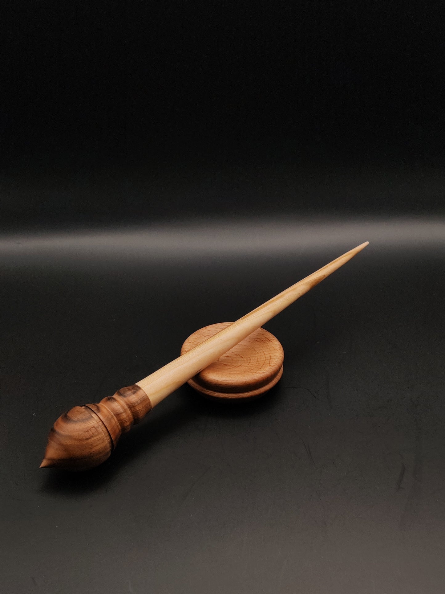 Support Spindle Set: Walnut Whorl and Oak Shaft (24 cm / 9.45 inches, 27 g / 0.95 oz) with Beech Support Bowl