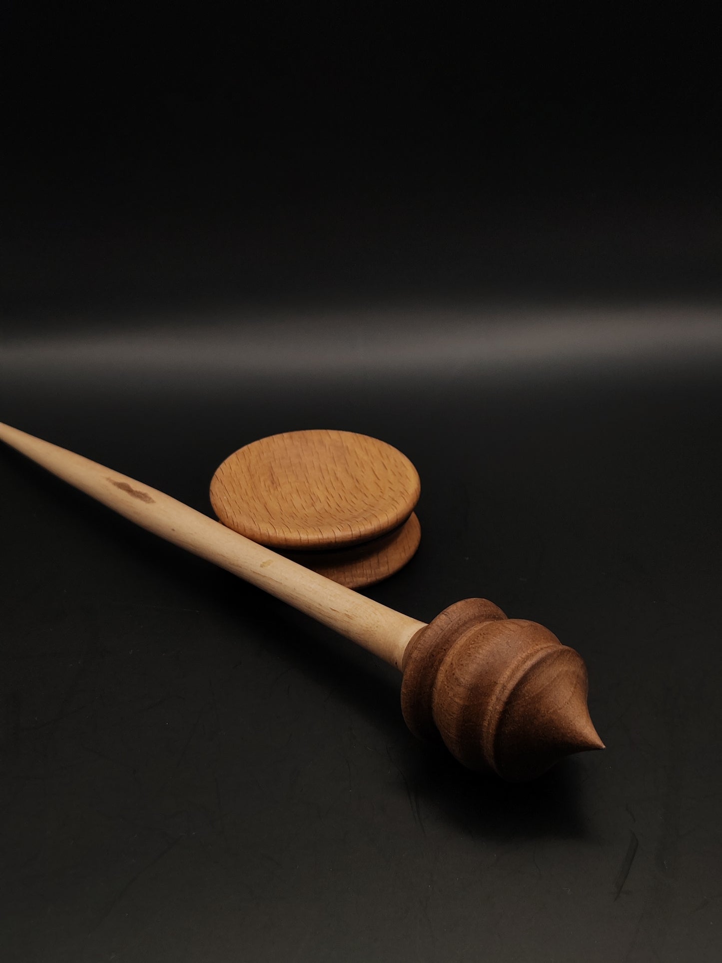 Handcrafted Apple and Walnut Support Spindle with Beech Bowl