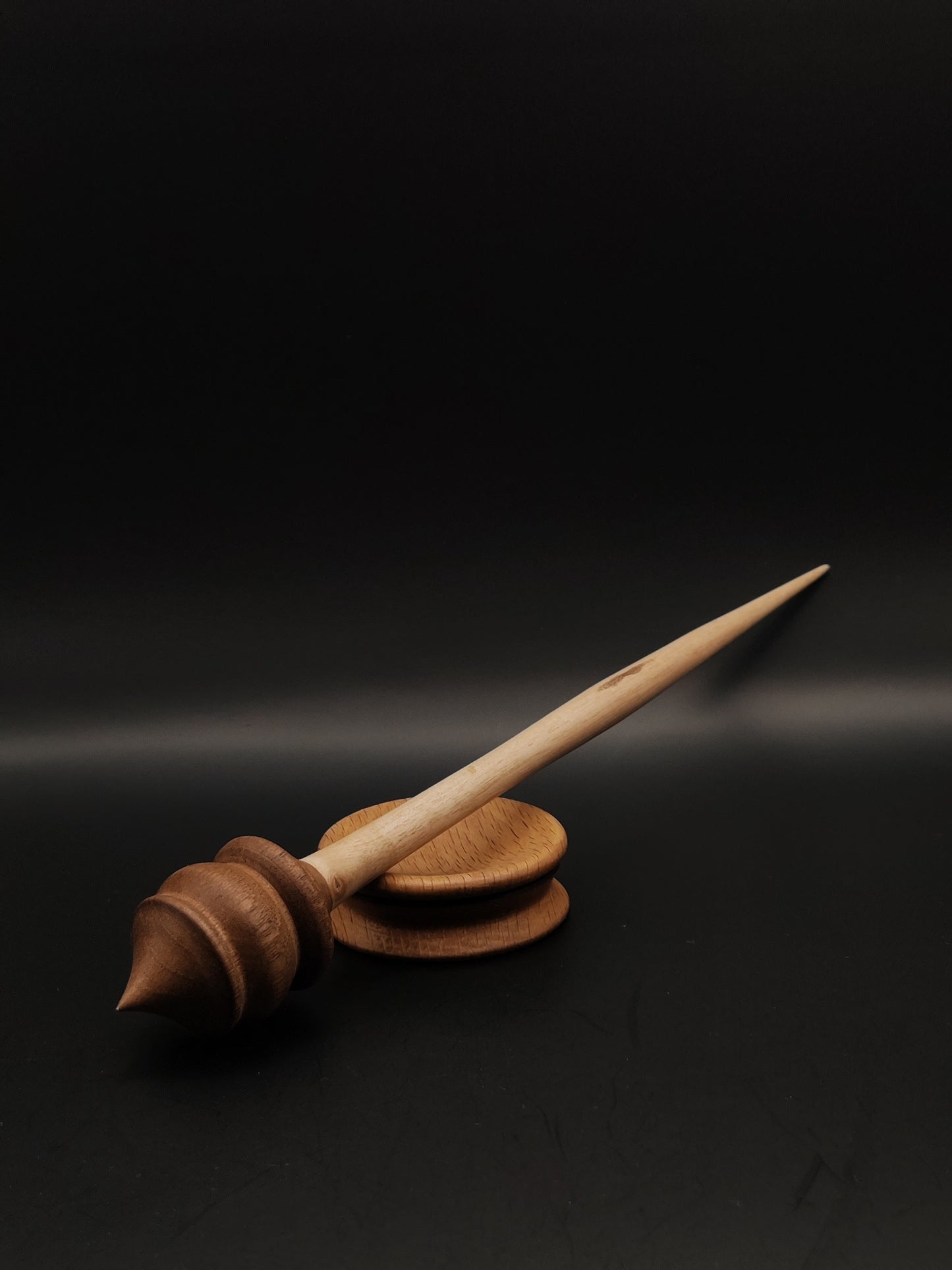 Handcrafted Apple and Walnut Support Spindle with Beech Bowl