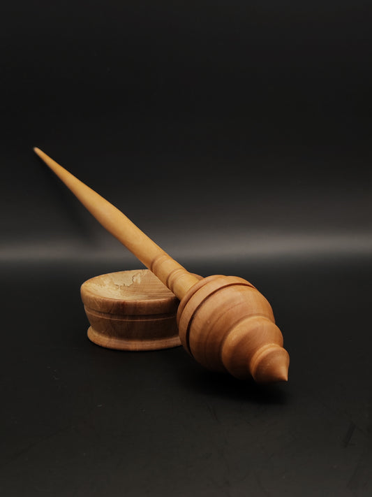 Handcrafted Pear Wood Support Spindle with Oak Bowl