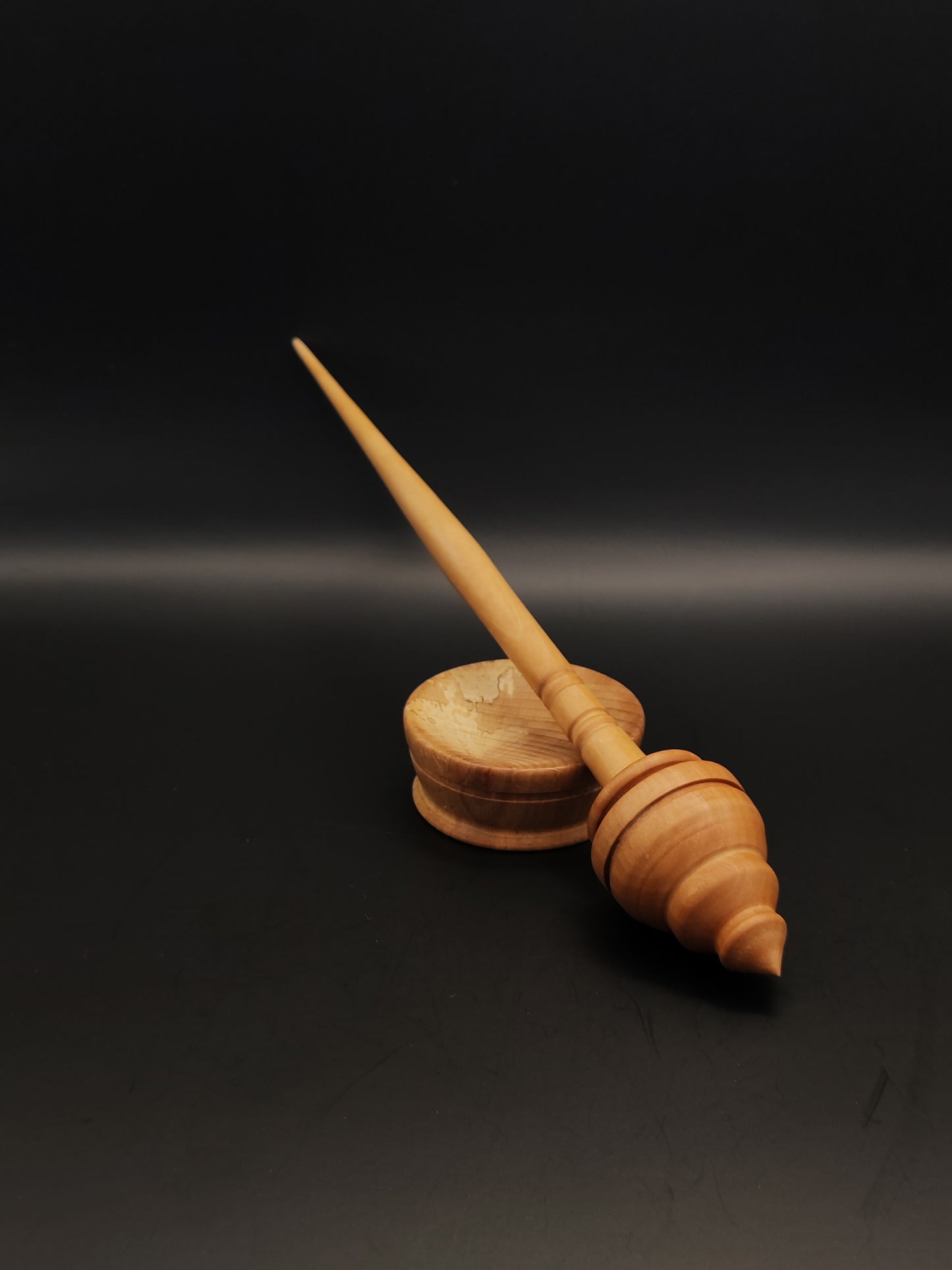 Handcrafted Pear Wood Support Spindle with Oak Bowl