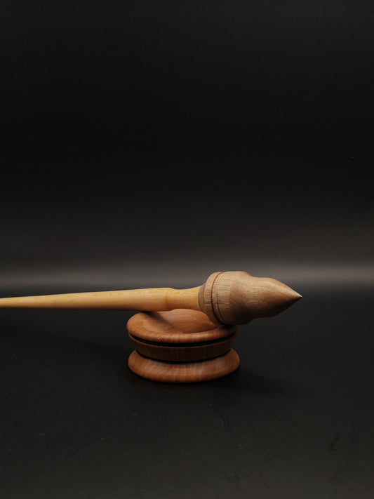 Handcrafted Grey Walnut and Sycamore Support Spindle with Dark Oak Bowl