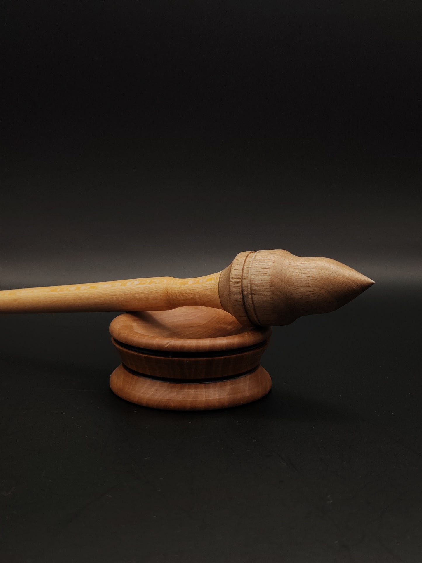 Handcrafted Grey Walnut and Sycamore Support Spindle with Dark Oak Bowl