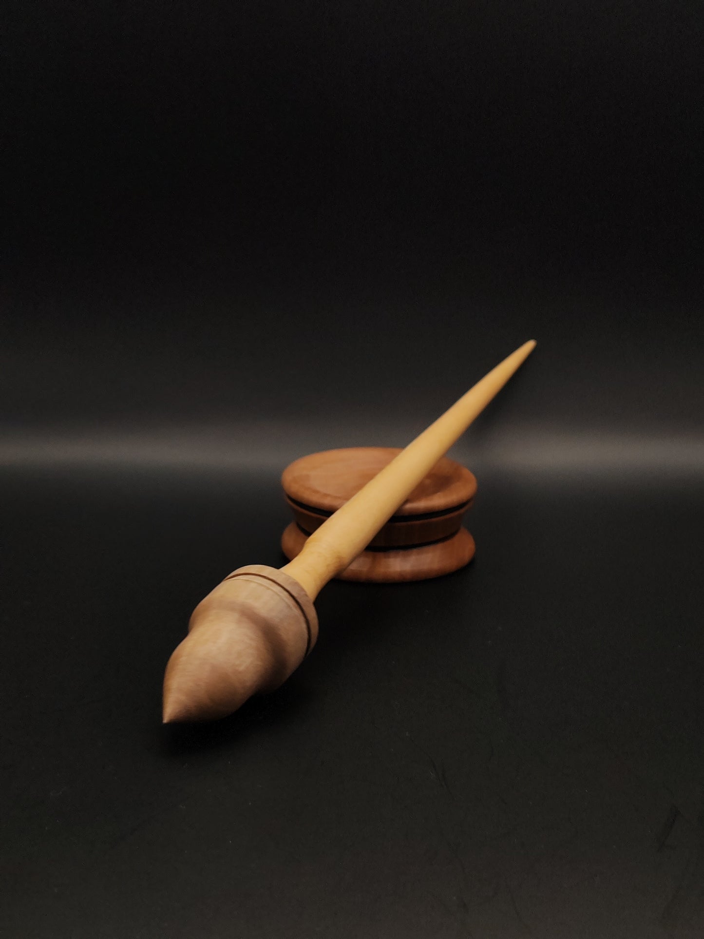 Handcrafted Grey Walnut and Sycamore Support Spindle with Dark Oak Bowl