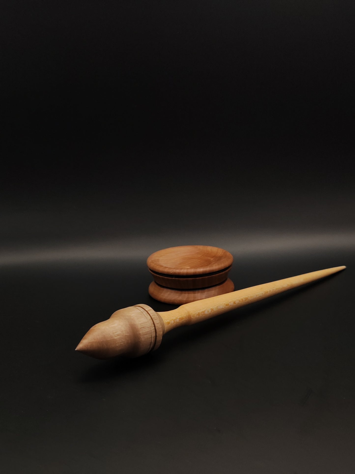 Handcrafted Grey Walnut and Sycamore Support Spindle with Dark Oak Bowl