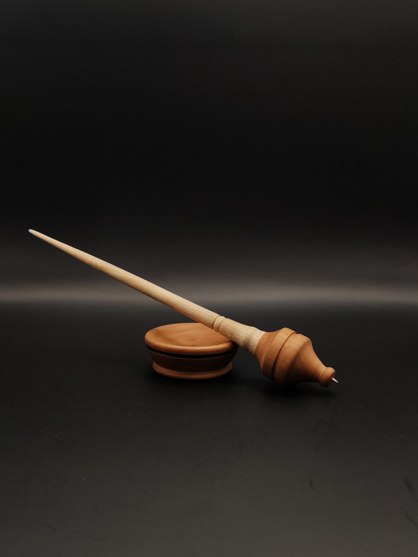 Support Spindle Set: Pear Whorl with Metal Tip and White Walnut Shaft (22.5 cm / 8.86 inches, 16 g / 0.56 oz) with Pear Support Bowl