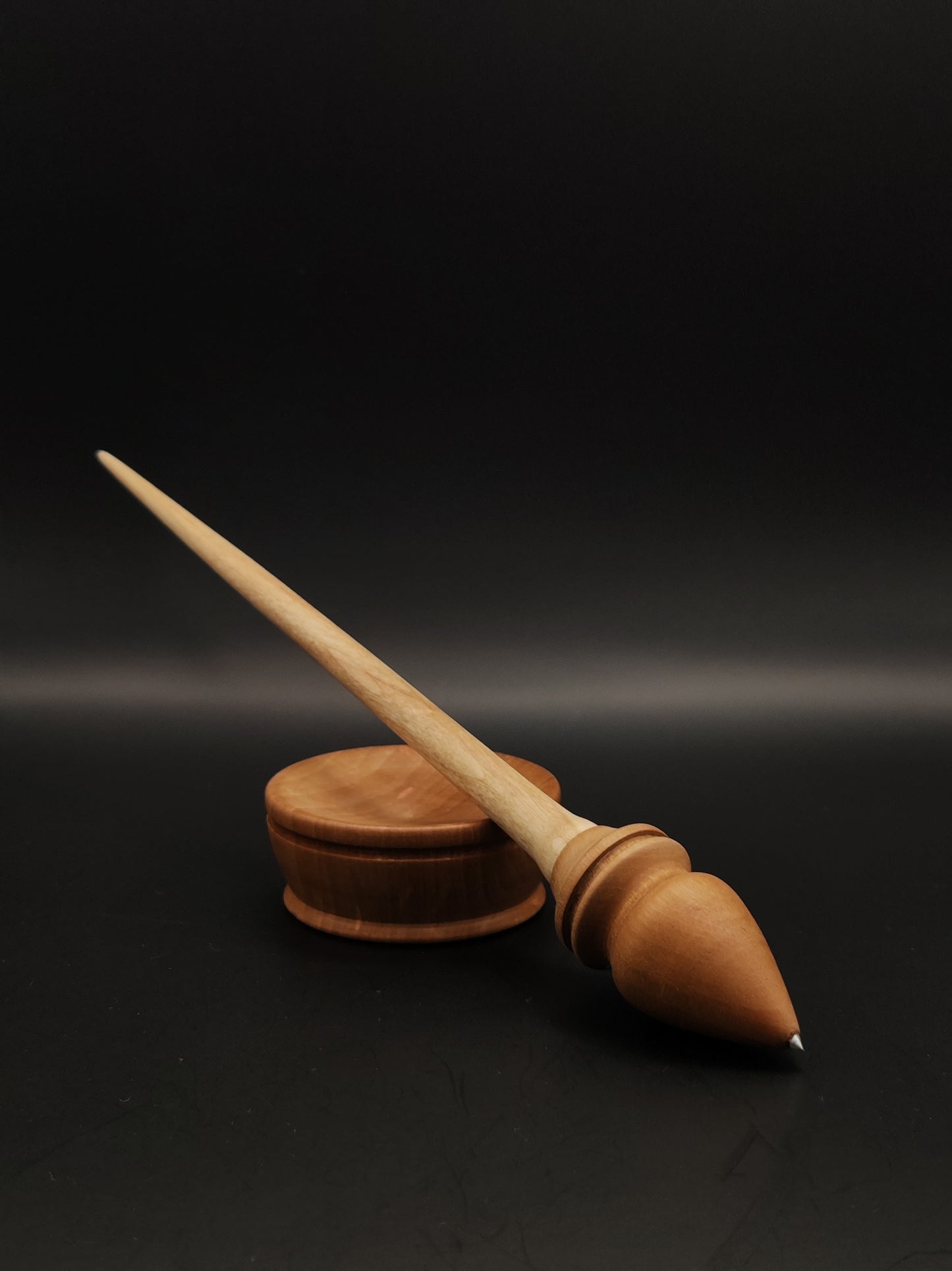 Support Spindle Set: Oak and Pear with Metal Tip (23.8 cm / 9.37 inches, 15 g / 0.53 oz) with Pear Support Bowl