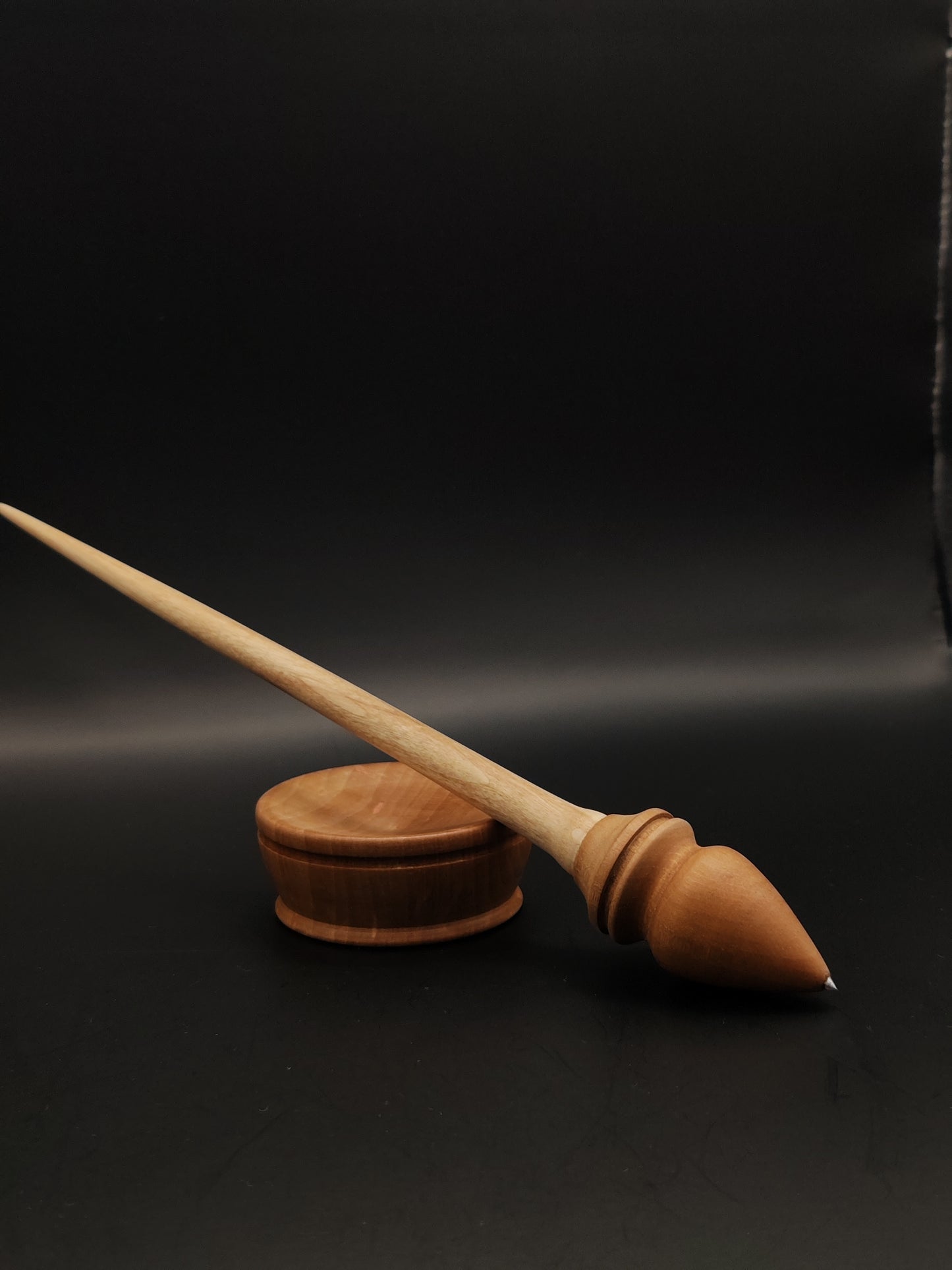 Support Spindle Set: Oak and Pear with Metal Tip (23.8 cm / 9.37 inches, 15 g / 0.53 oz) with Pear Support Bowl