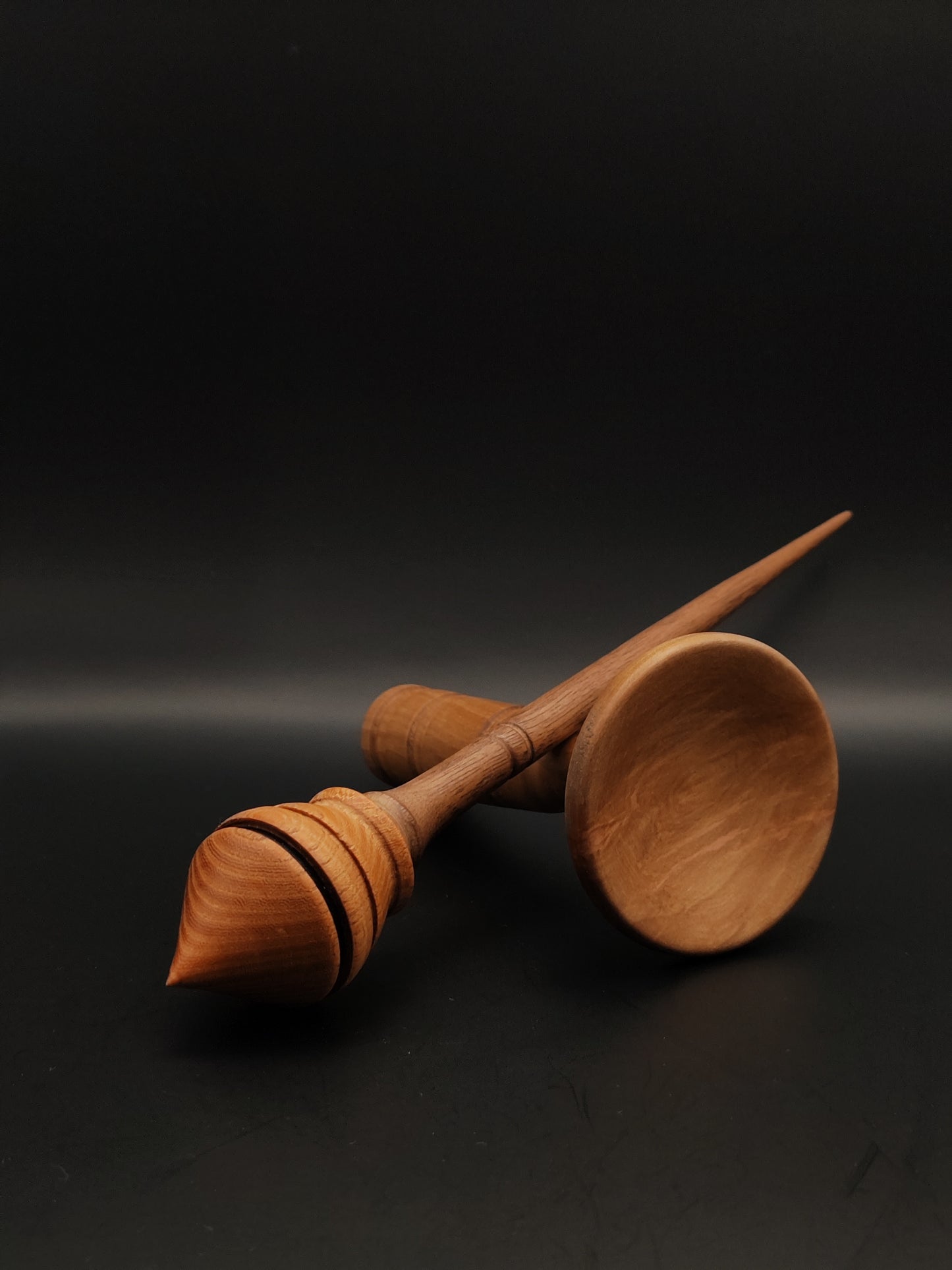 Support Spindle Set: Walnut and Elm (24.5 cm / 9.65 inches, 30 g / 1.06 oz) with Lap Support Bowl