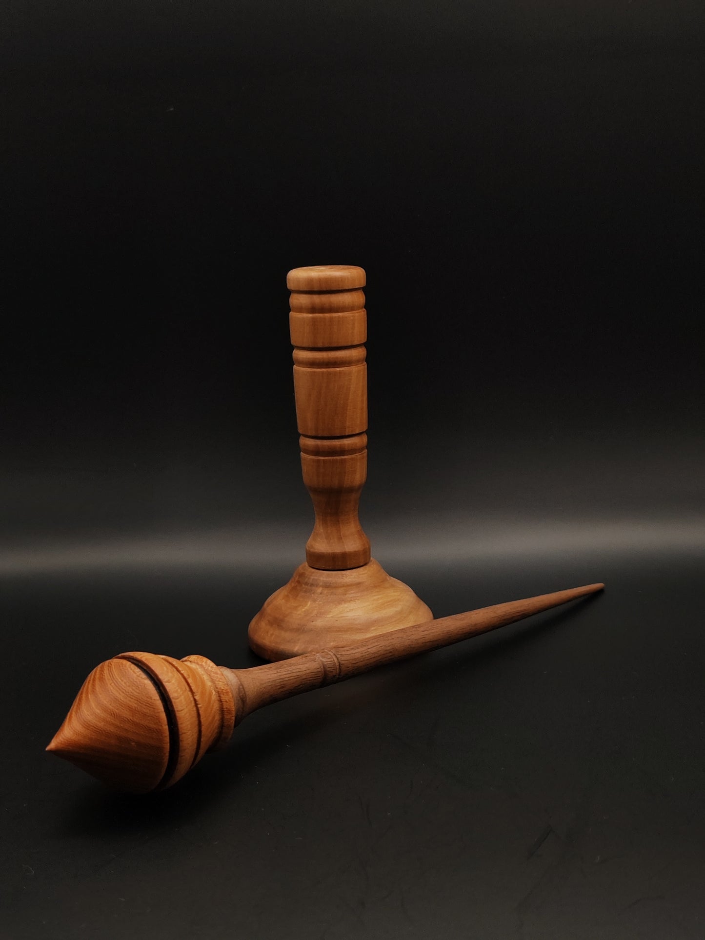 Support Spindle Set: Walnut and Elm (24.5 cm / 9.65 inches, 30 g / 1.06 oz) with Lap Support Bowl