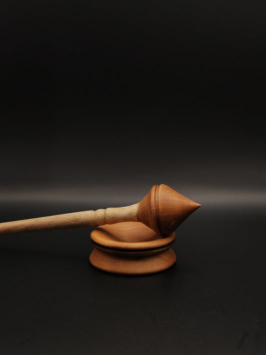 Handcrafted White Walnut and Pear Support Spindle with Pear Bowl