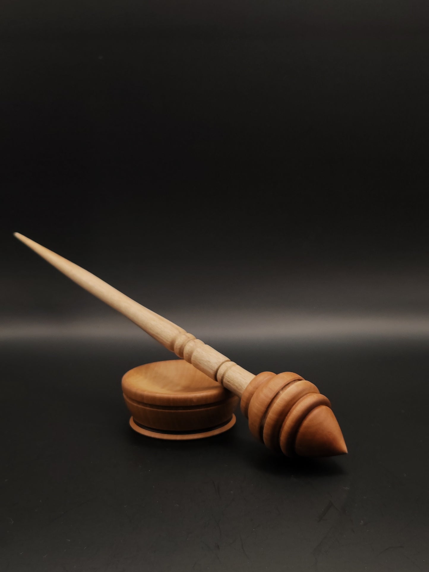 Handcrafted Grey Walnut and Pear Support Spindle with Pear Bowl