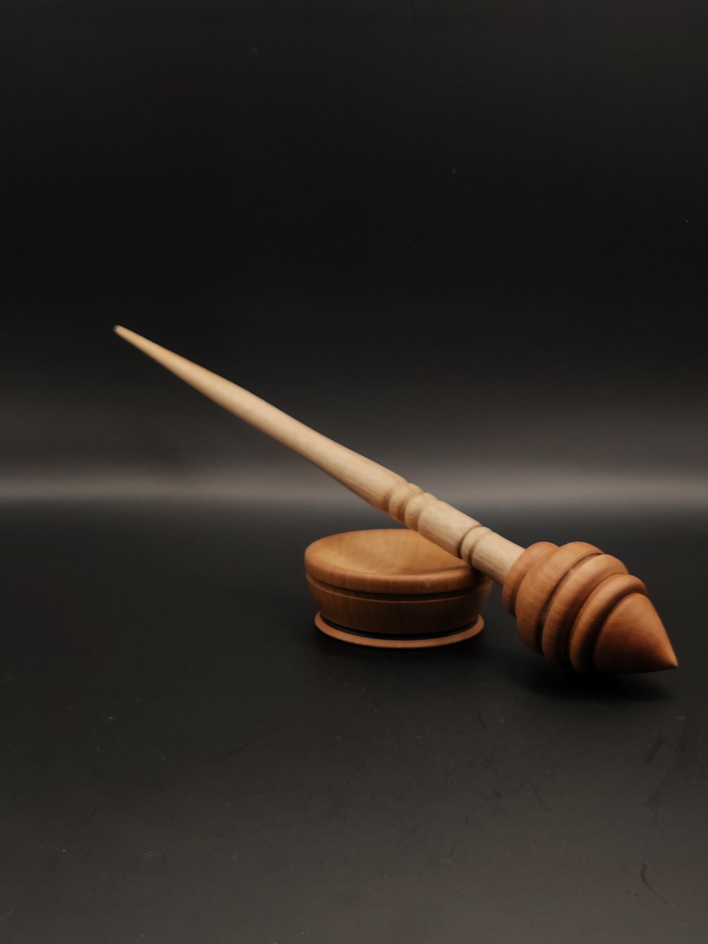 Handcrafted Grey Walnut and Pear Support Spindle with Pear Bowl