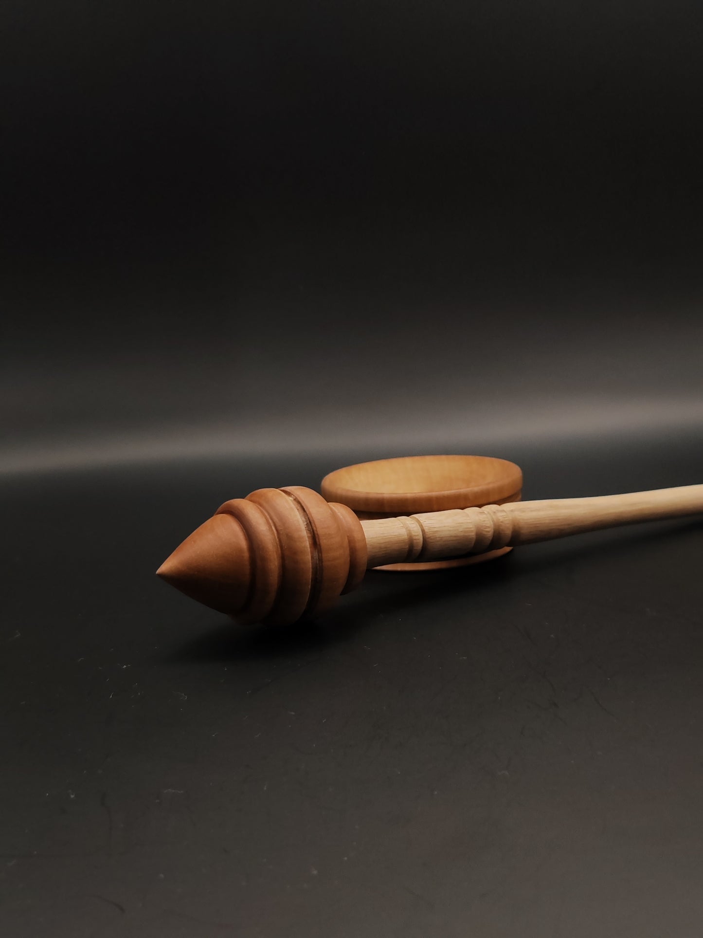 Handcrafted Grey Walnut and Pear Support Spindle with Pear Bowl