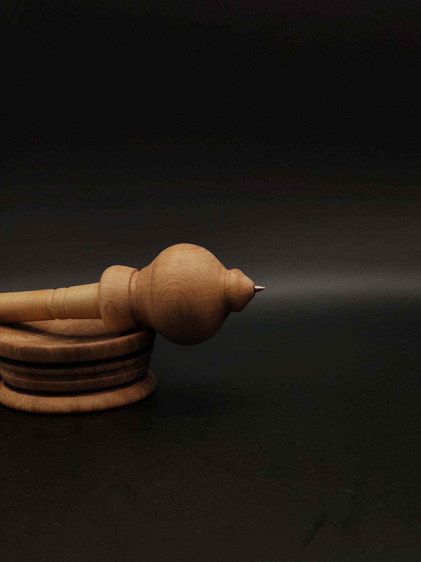 Handcrafted Beech and Apple Support Spindle with Metal Tip