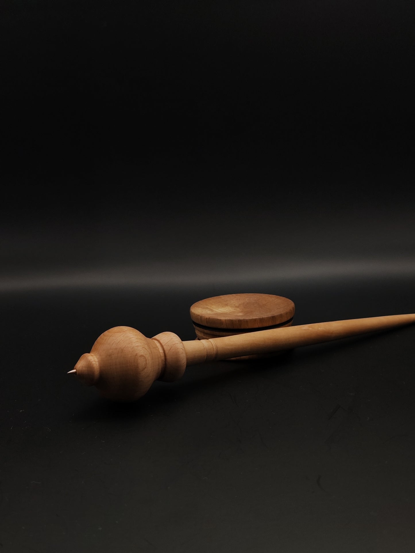 Handcrafted Beech and Apple Support Spindle with Metal Tip