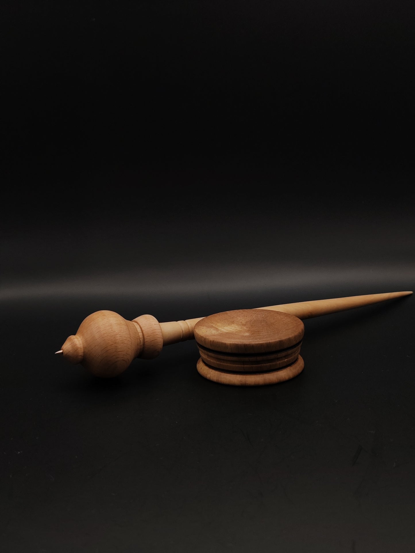 Handcrafted Beech and Apple Support Spindle with Metal Tip