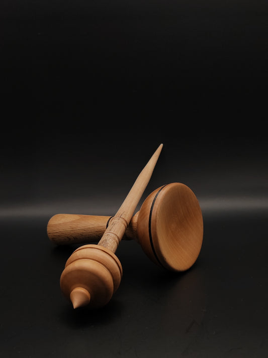 Handcrafted Grey Walnut and Pear Support Spindle with Beech and Pear Bowl