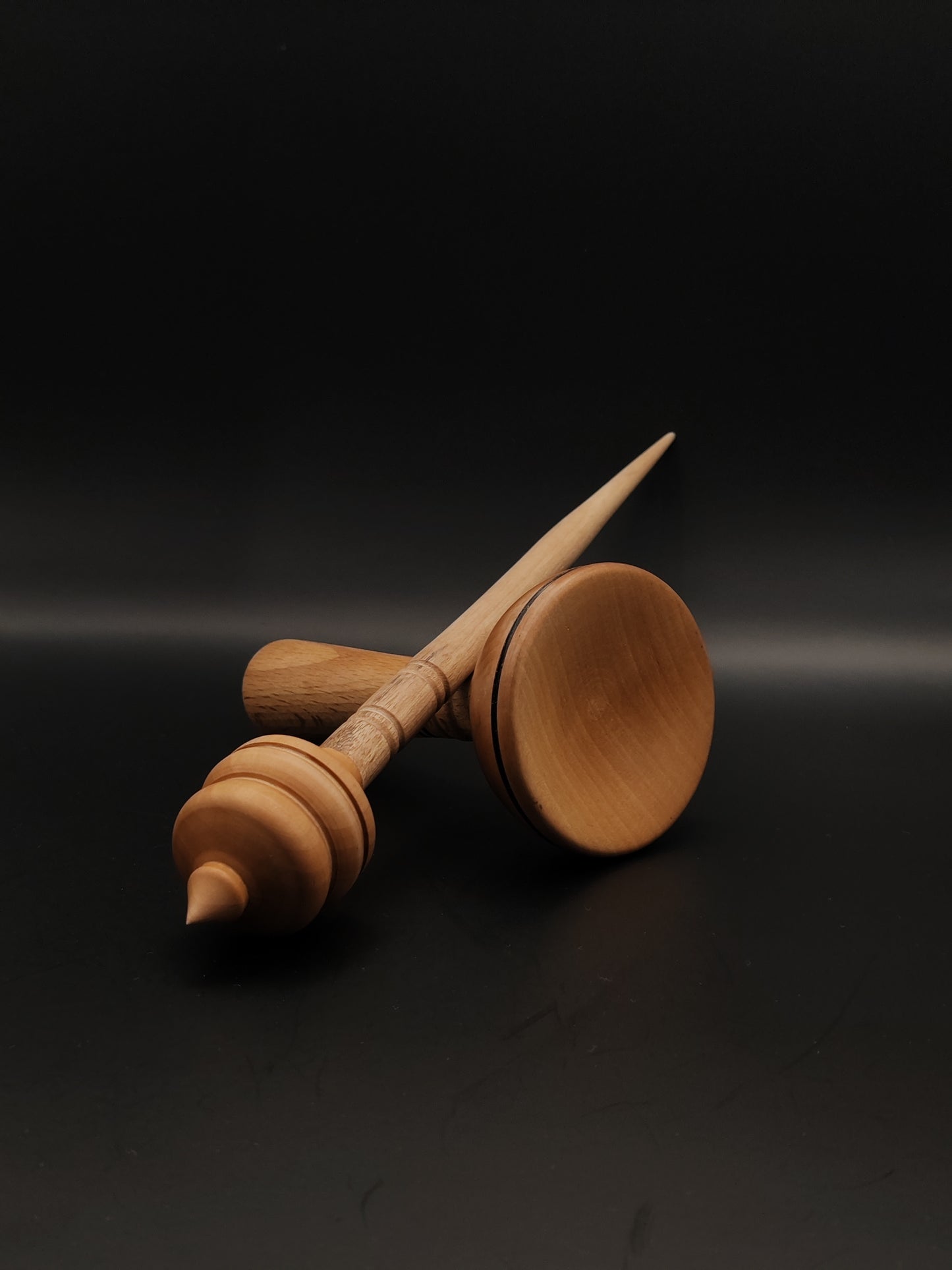 Handcrafted Grey Walnut and Pear Support Spindle with Beech and Pear Bowl