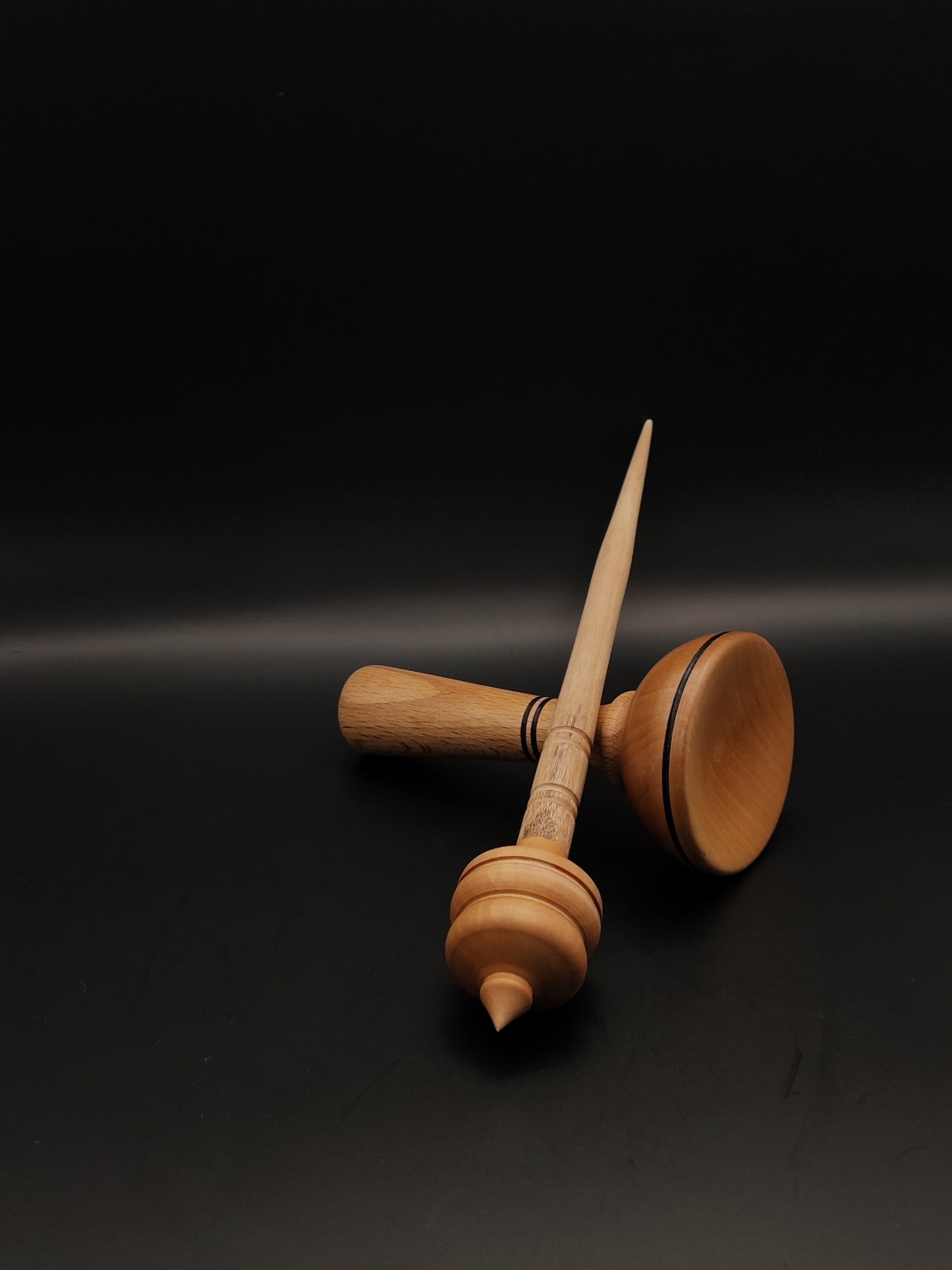 Handcrafted Grey Walnut and Pear Support Spindle with Beech and Pear Bowl