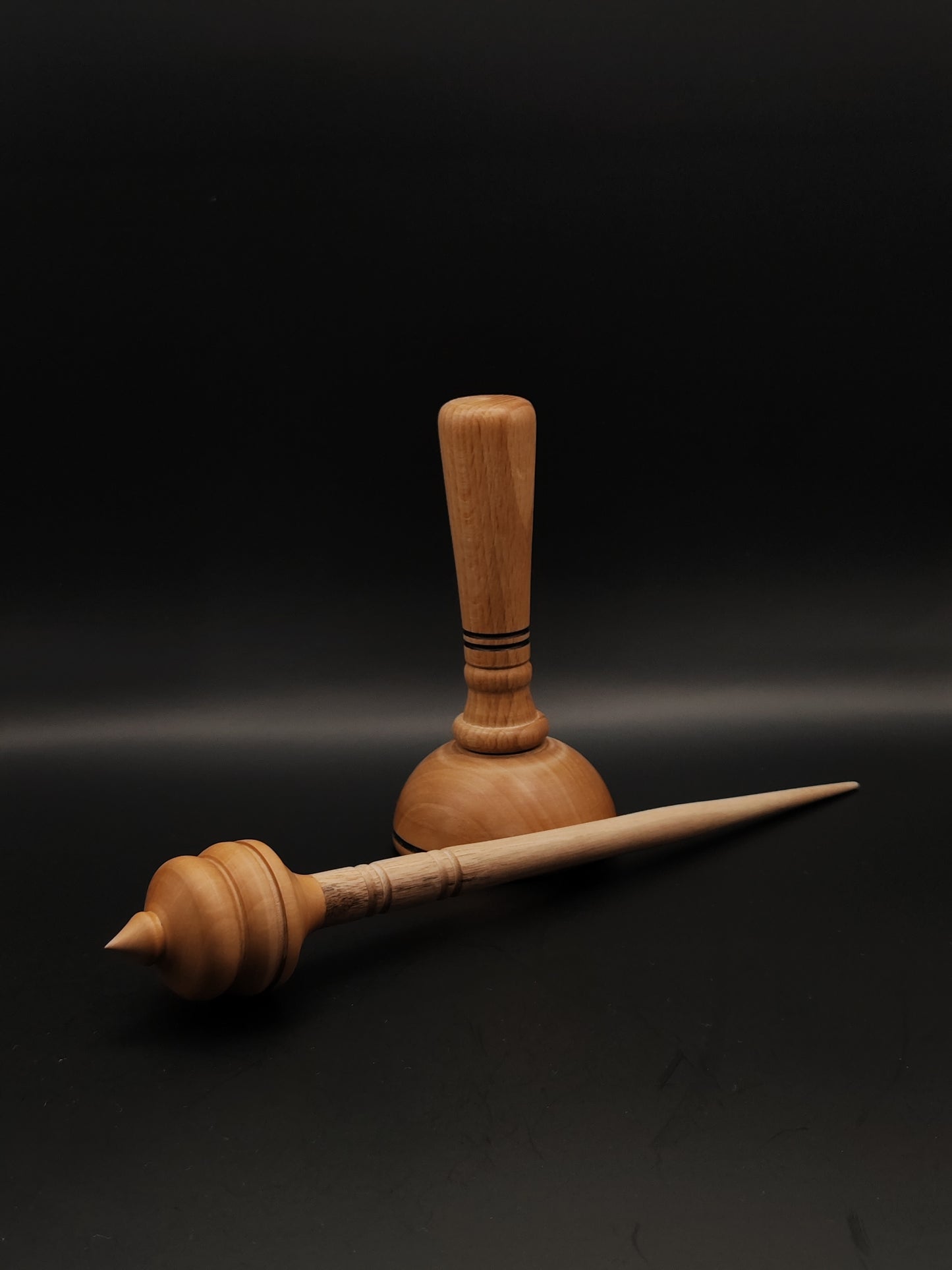 Handcrafted Grey Walnut and Pear Support Spindle with Beech and Pear Bowl