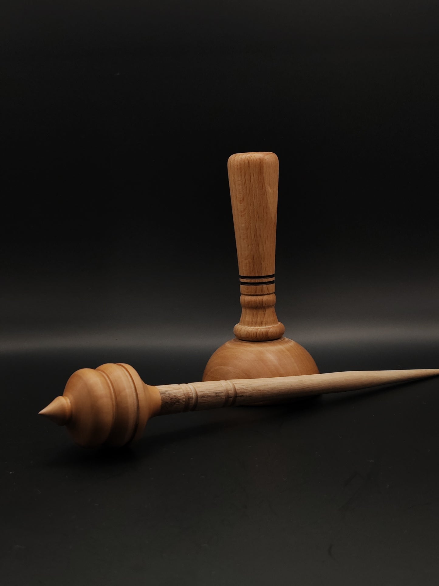 Handcrafted Grey Walnut and Pear Support Spindle with Beech and Pear Bowl