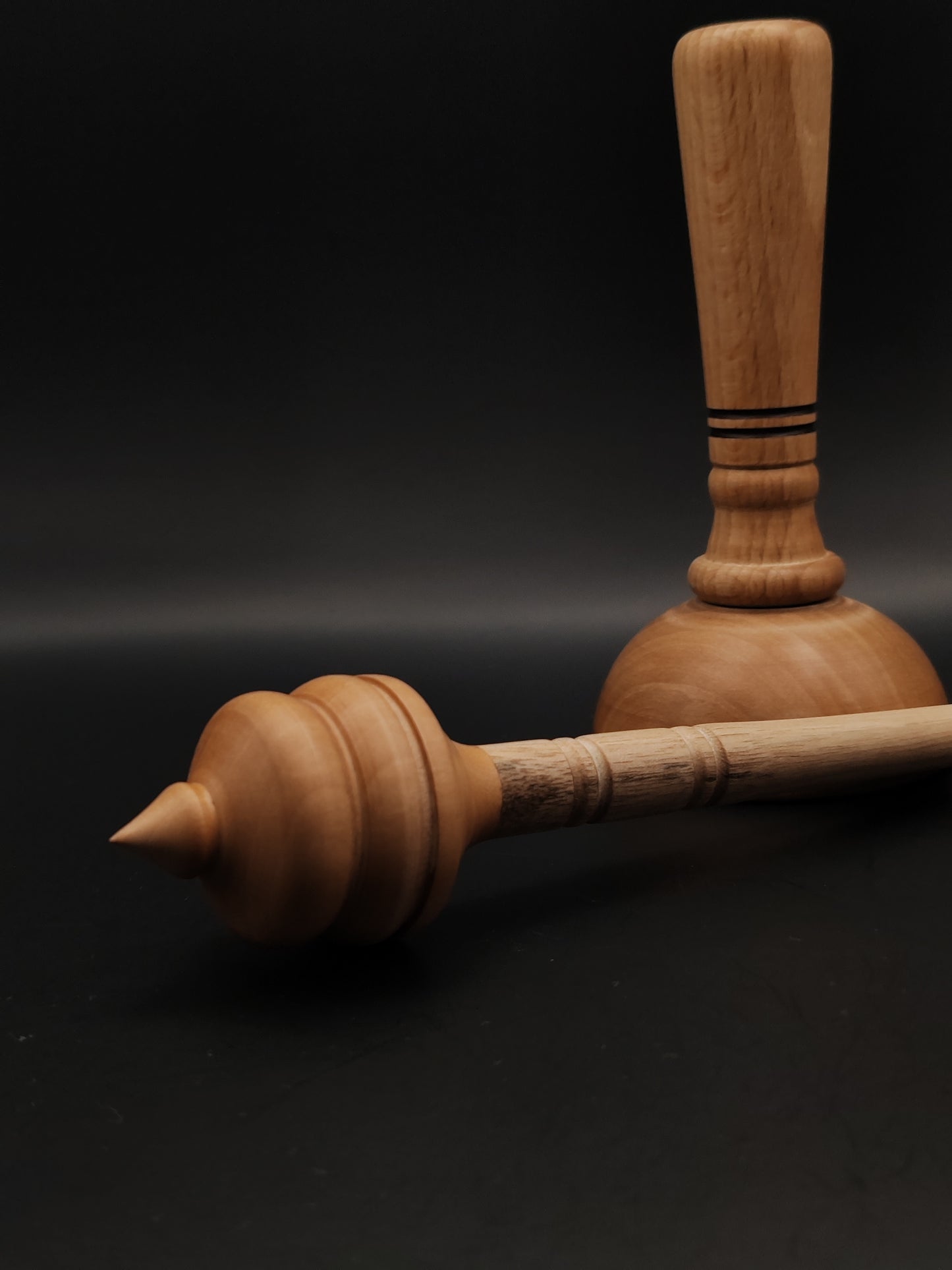 Handcrafted Grey Walnut and Pear Support Spindle with Beech and Pear Bowl