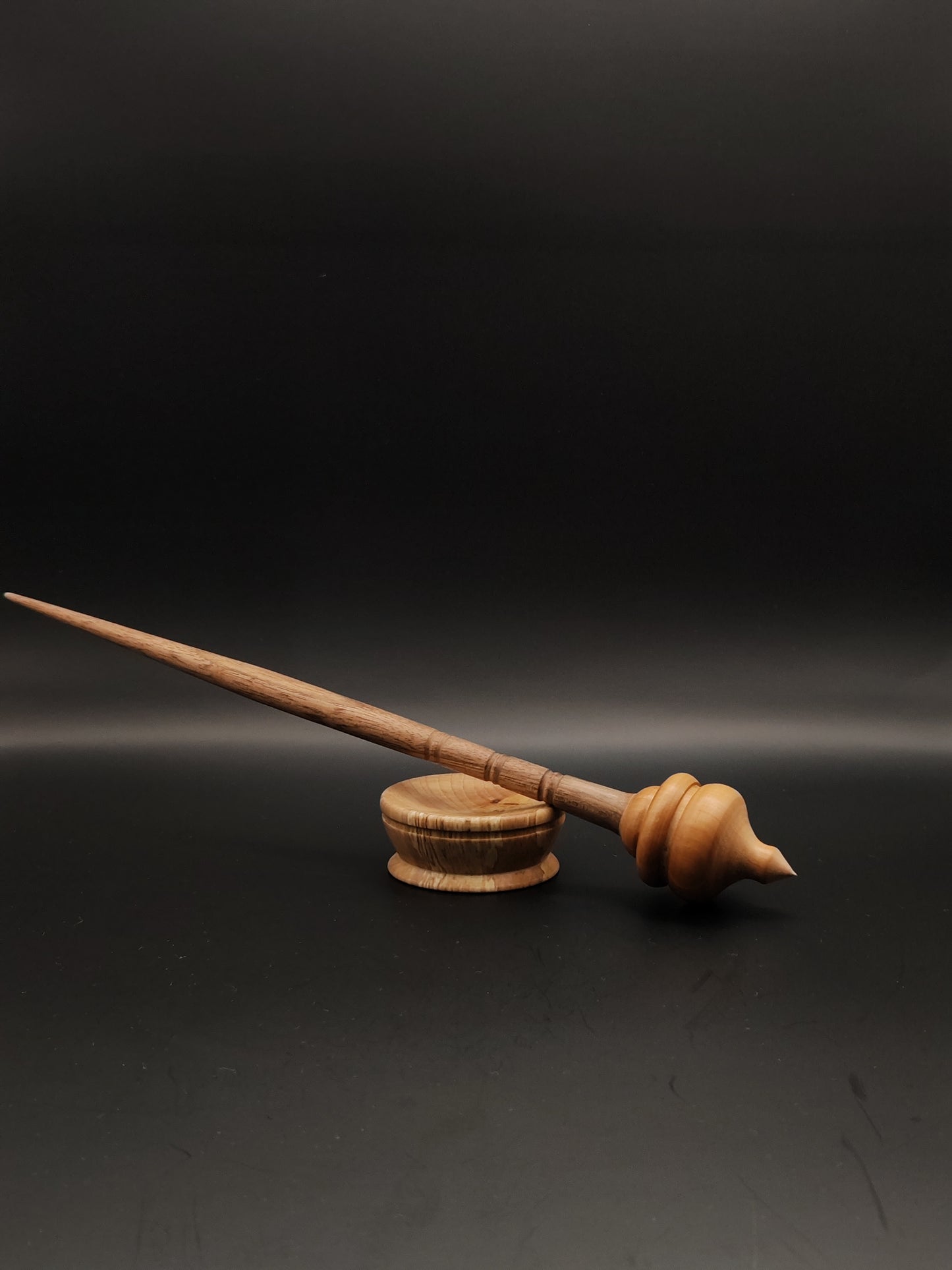 Handcrafted Elm and Walnut Support Spindle with Bowl