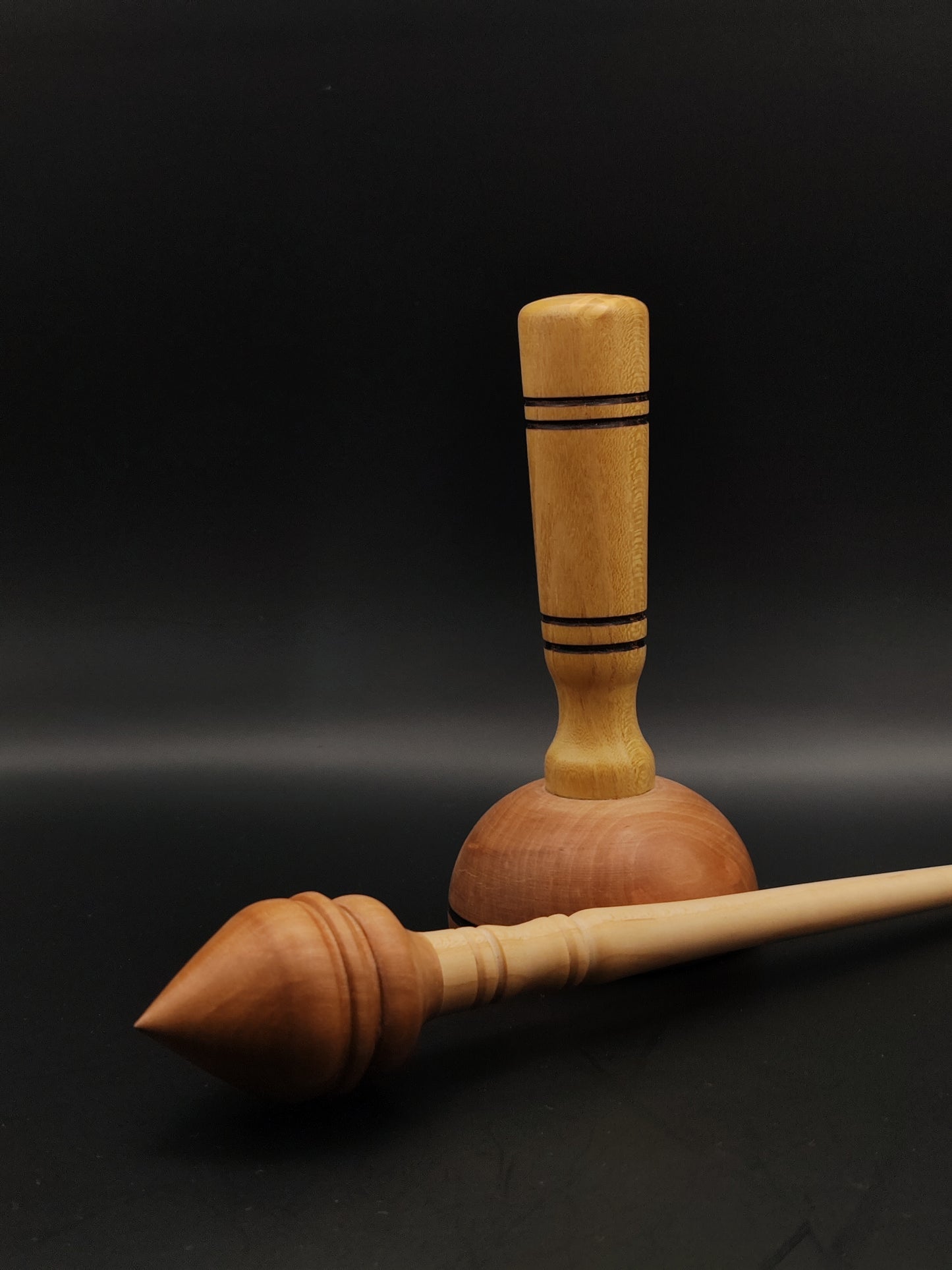 Support Spindle Set: Sycamore Shaft, Pear Whorl, and Acacia Lap Bowl