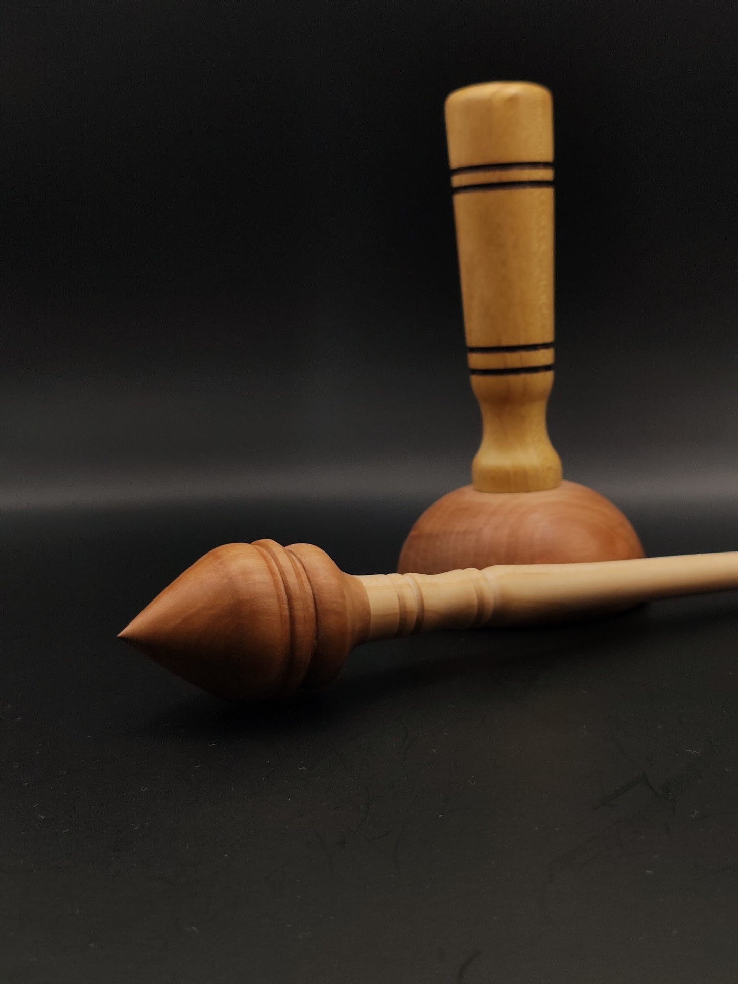 Support Spindle Set: Sycamore Shaft, Pear Whorl, and Acacia Lap Bowl