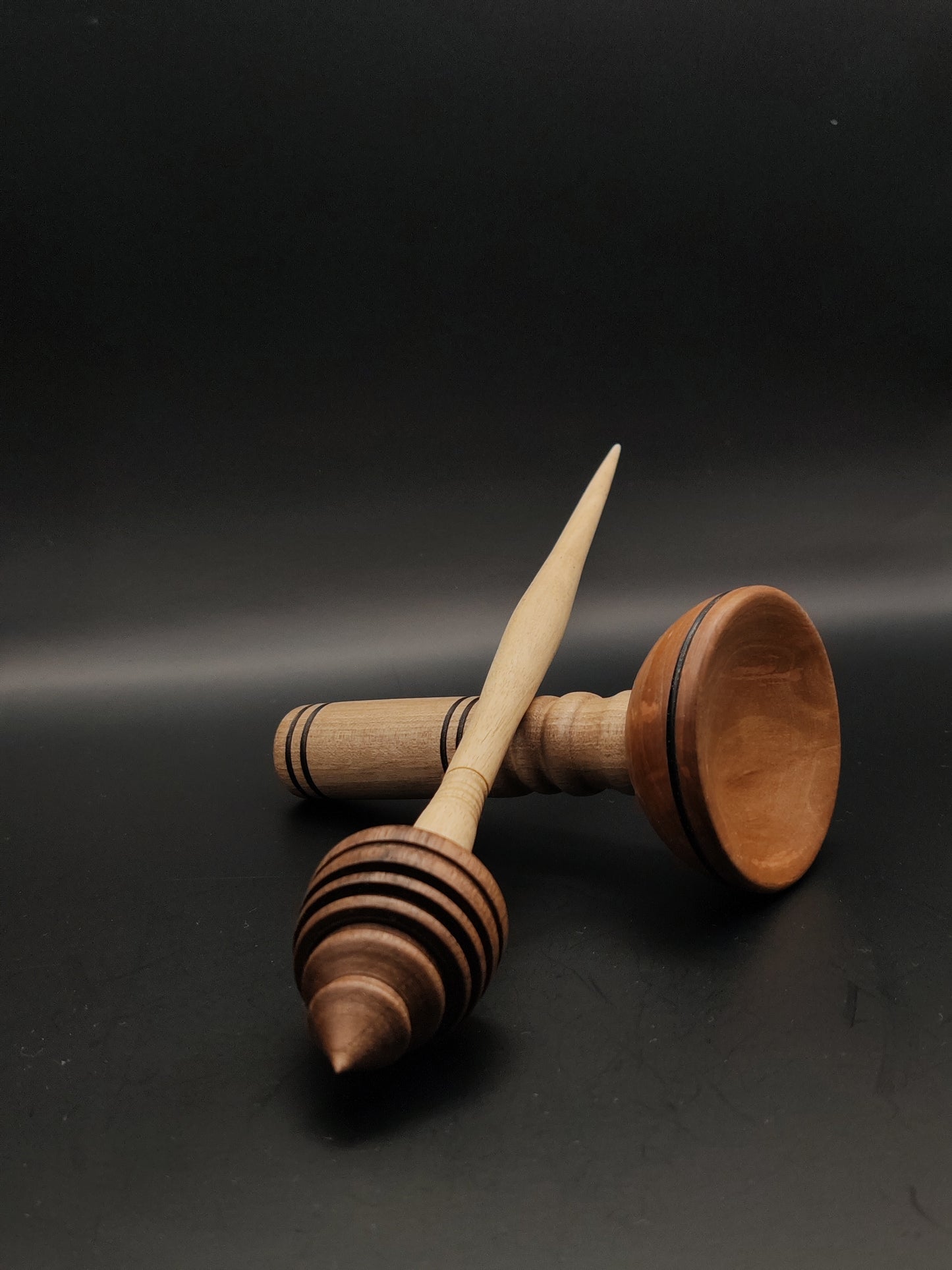 Support Spindle Set: White Walnut and Dark Walnut (28.5 cm / 11.22 inches, 25 g / 0.88 oz) with Grey Walnut and Pear Lap Support Bowl