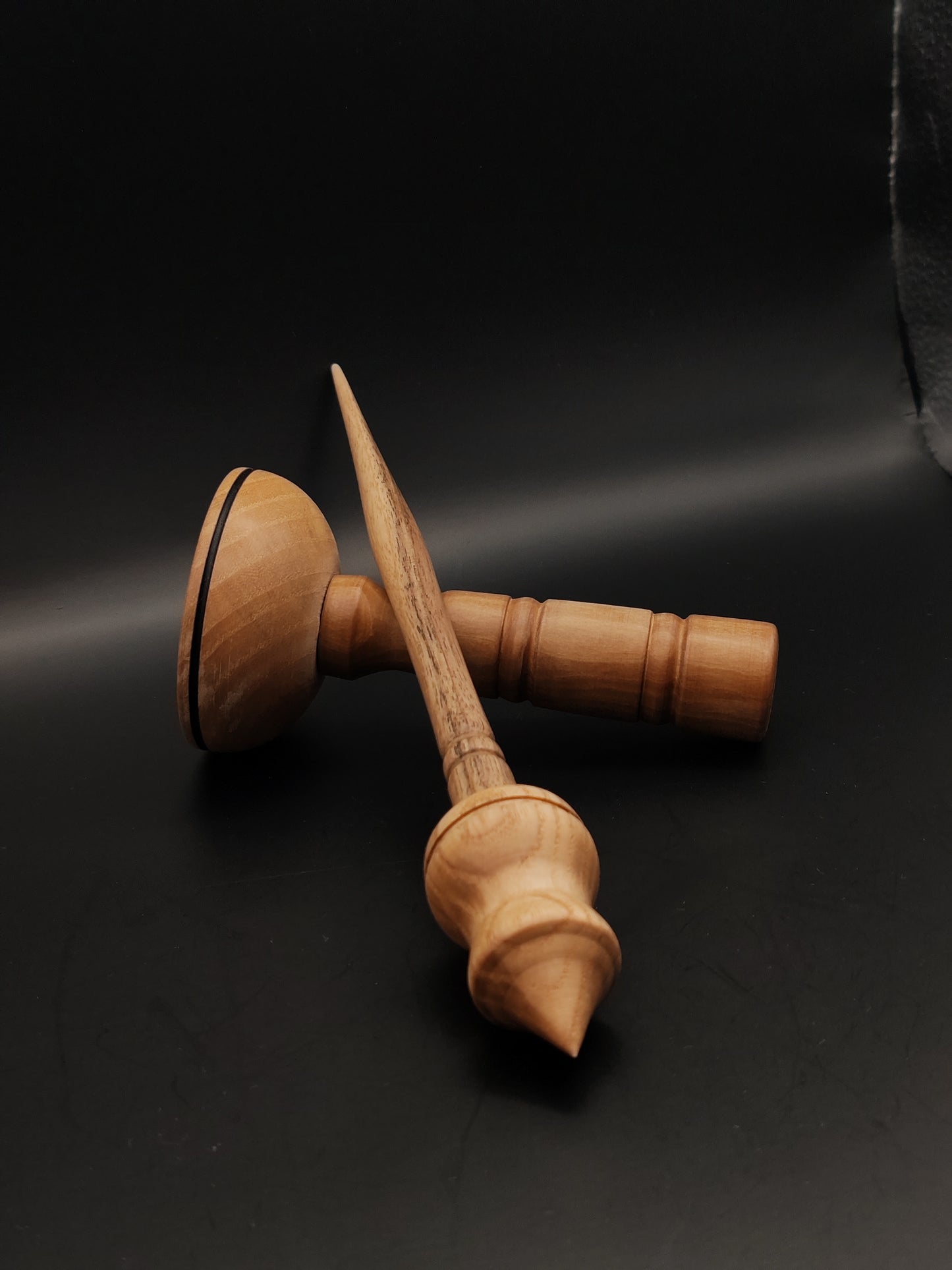 Support Spindle Set: Oak and Walnut (28 cm / 11.02 inches, 25 g / 0.88 oz) with Oak and Pear Lap Support Bowl