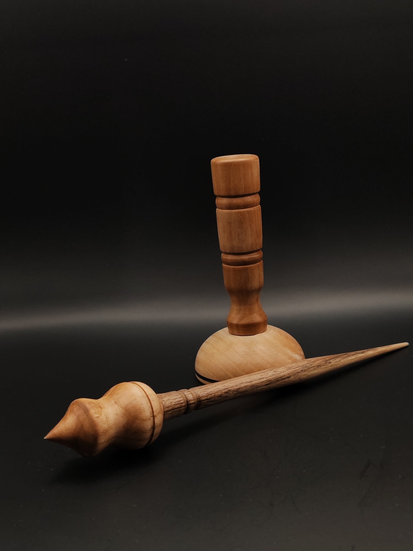 Support Spindle Set: Oak and Walnut (28 cm / 11.02 inches, 25 g / 0.88 oz) with Oak and Pear Lap Support Bowl