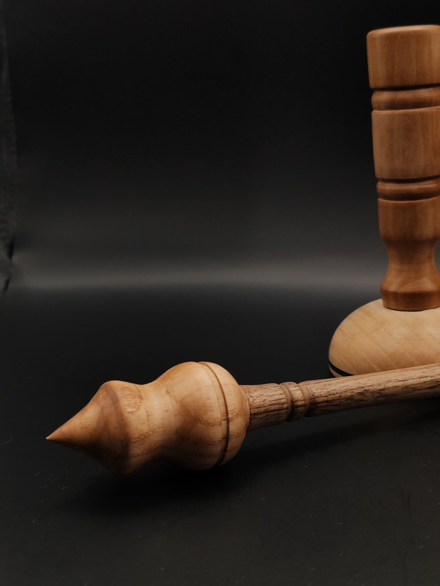 Support Spindle Set: Oak and Walnut (28 cm / 11.02 inches, 25 g / 0.88 oz) with Oak and Pear Lap Support Bowl