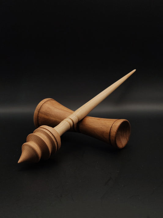 Support Spindle Set: Beech and Sycamore (25.5 cm / 10.04 inches, 25 g / 0.88 oz) with Double-Sided Beech Lap Support Bowl