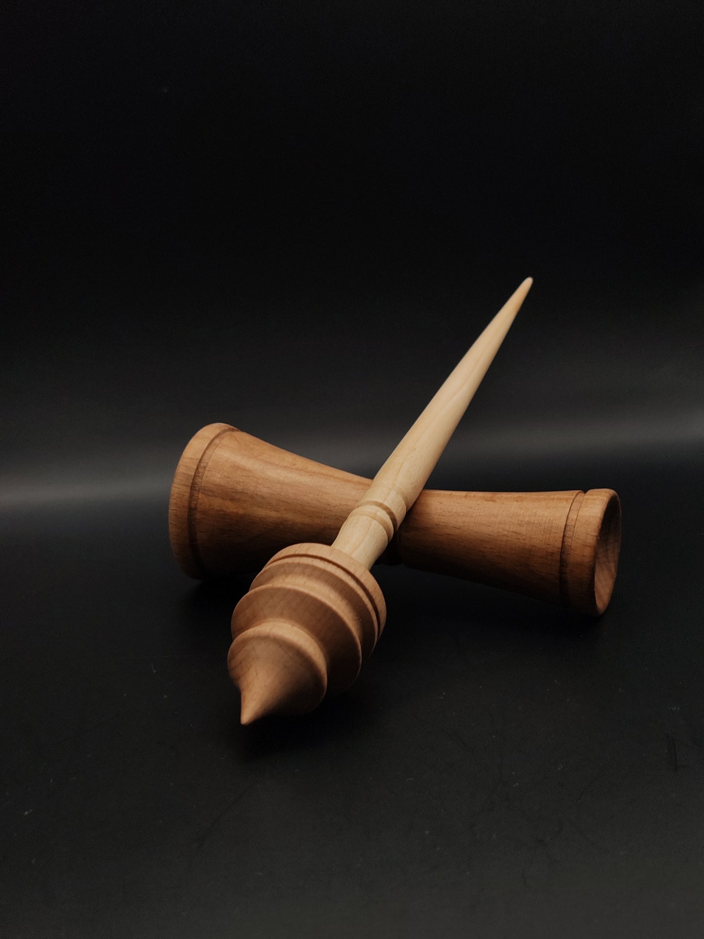 Support Spindle Set: Beech and Sycamore (25.5 cm / 10.04 inches, 25 g / 0.88 oz) with Double-Sided Beech Lap Support Bowl