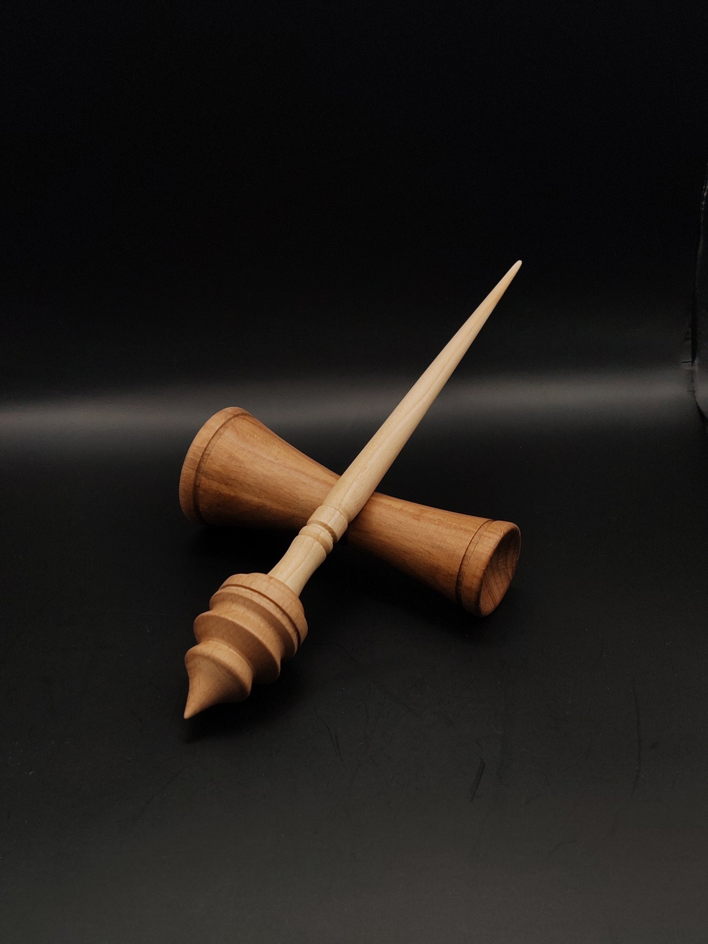 Support Spindle Set: Beech and Sycamore (25.5 cm / 10.04 inches, 25 g / 0.88 oz) with Double-Sided Beech Lap Support Bowl