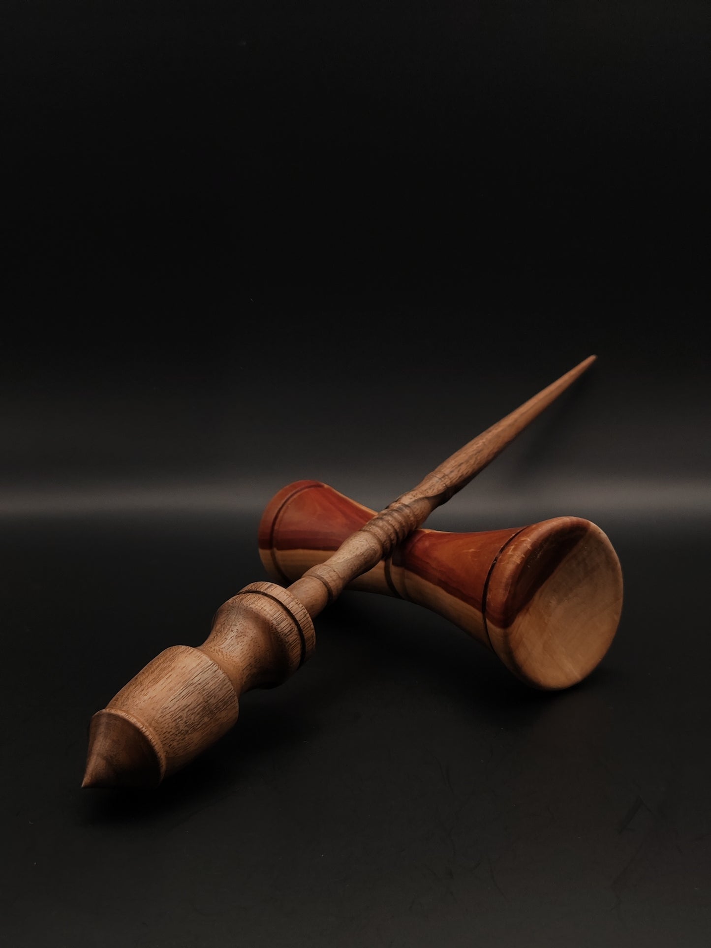 Support Spindle Set: Walnut (29 cm / 11.42 inches, 33 g / 1.16 oz) with Myrobalan Plum Lap Support Bowl