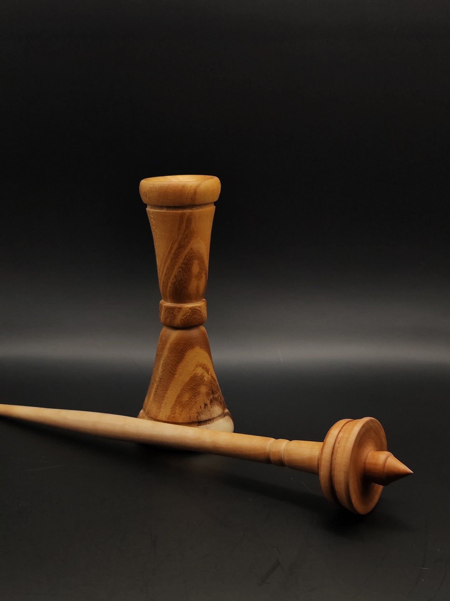 Support Spindle Set: Pear Wood (25 cm / 9.84 inches, 18 g / 0.63 oz) with Acacia Lap Support Bowl