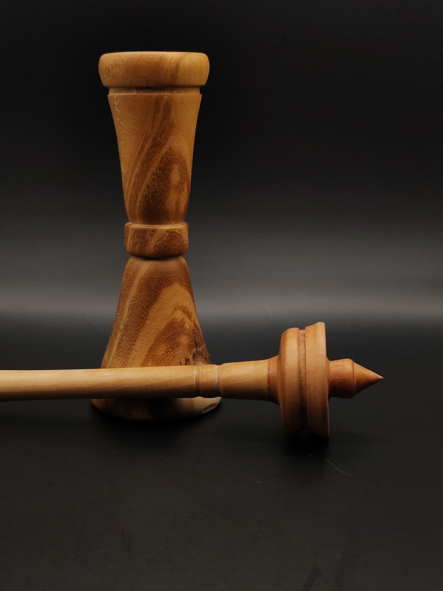 Support Spindle Set: Pear Wood (25 cm / 9.84 inches, 18 g / 0.63 oz) with Acacia Lap Support Bowl