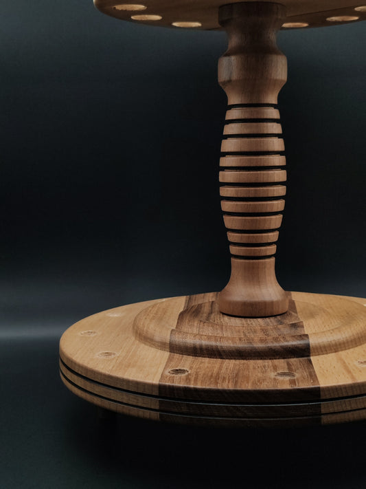 Spindle Stand: Beechwood, Walnut, and Pear for Drop and Support Spindles