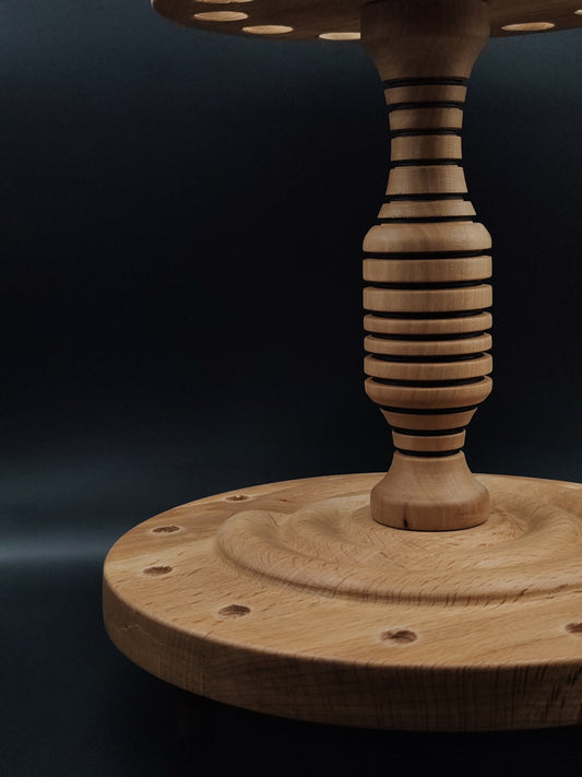 Spindle Stand: Beech, Pear, and Walnut for 12 Drop and Support Spindles