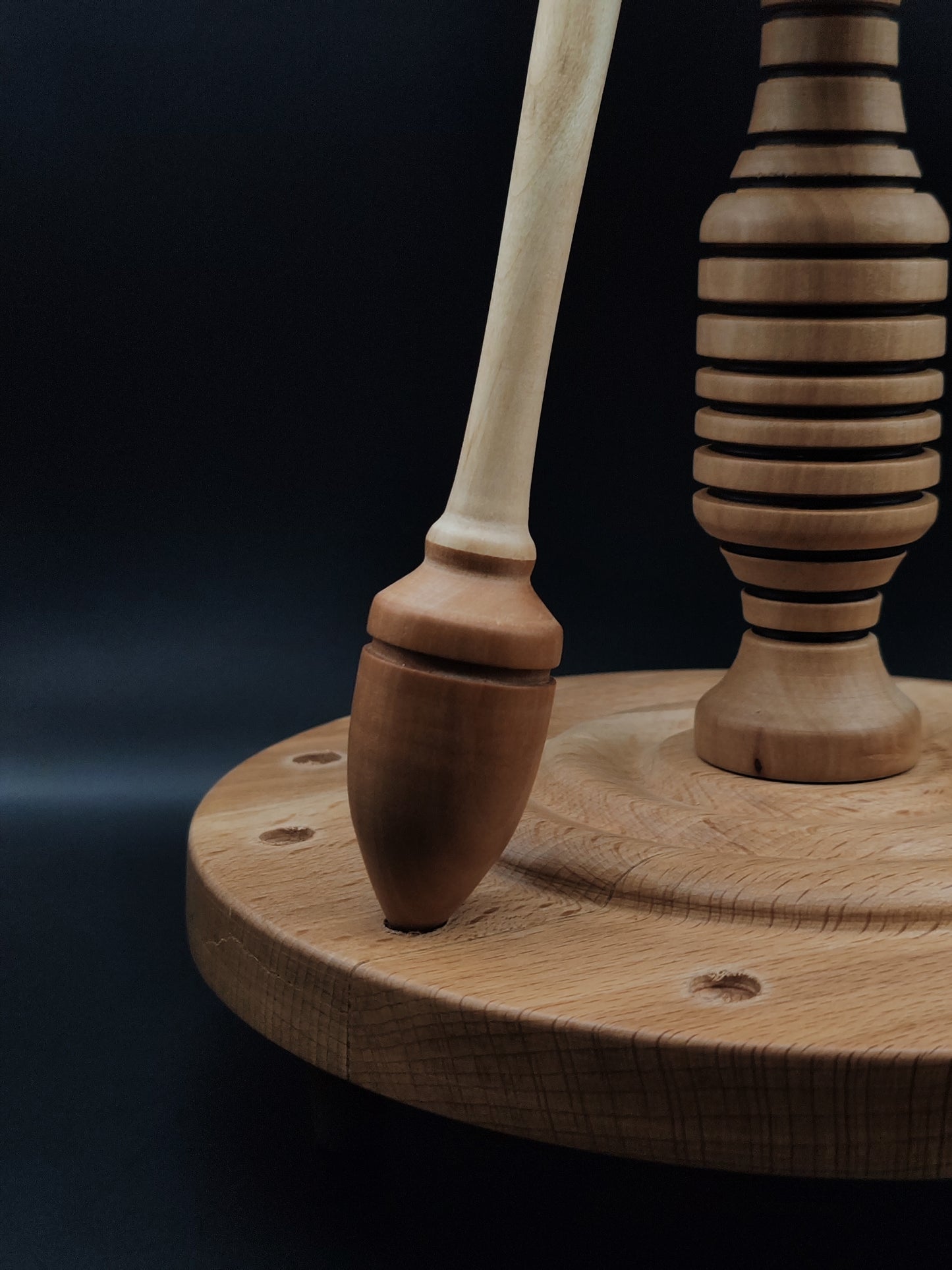 Spindle Stand: Beech, Pear, and Walnut for 12 Drop and Support Spindles