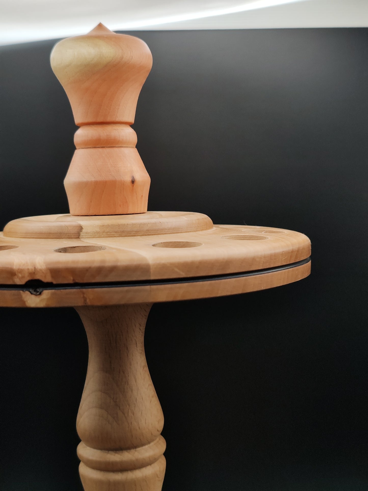 Spindle Stand: Pear, Beech, and Natural Pink Wood for Drop and Support Spindles