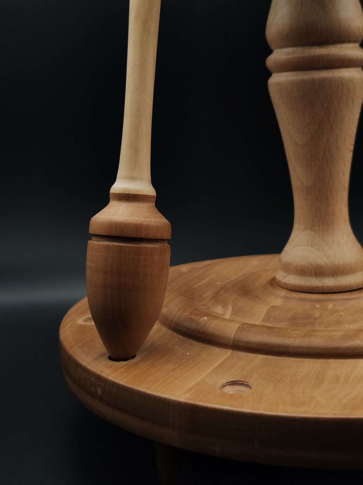 Spindle Stand: Pear, Beech, and Natural Pink Wood for Drop and Support Spindles