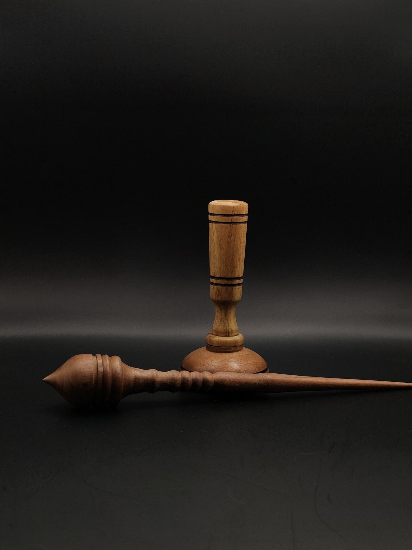 Support Spindle Set: Walnut Wood (26 cm / 10.24 inches, 29 g / 1.02 oz) with Walnut and Acacia Lap Support Bowl