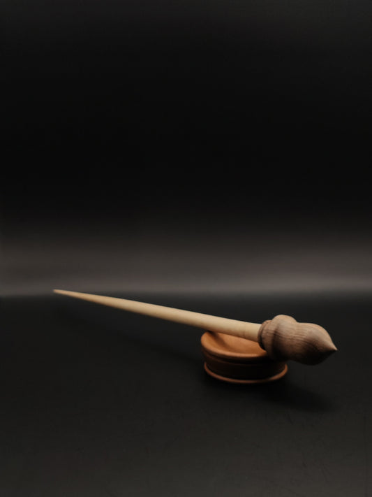 Support Spindle Set: Walnut Whorl and Apple Shaft (24.5 cm / 9.65 inches, 14 g / 0.49 oz) with Walnut Support Bowl