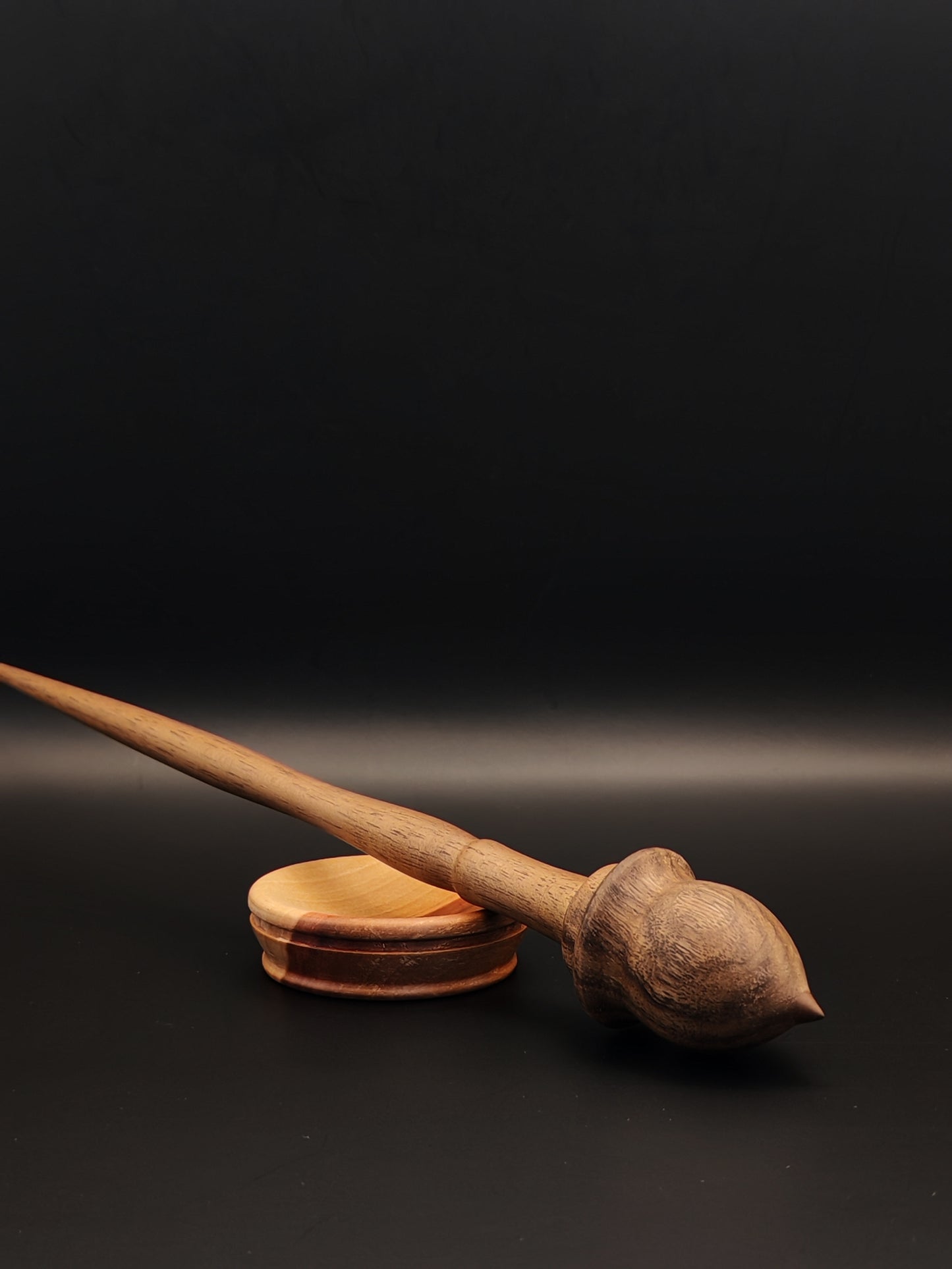 Walnut Wood Support Spindle Set with Plum Bowl