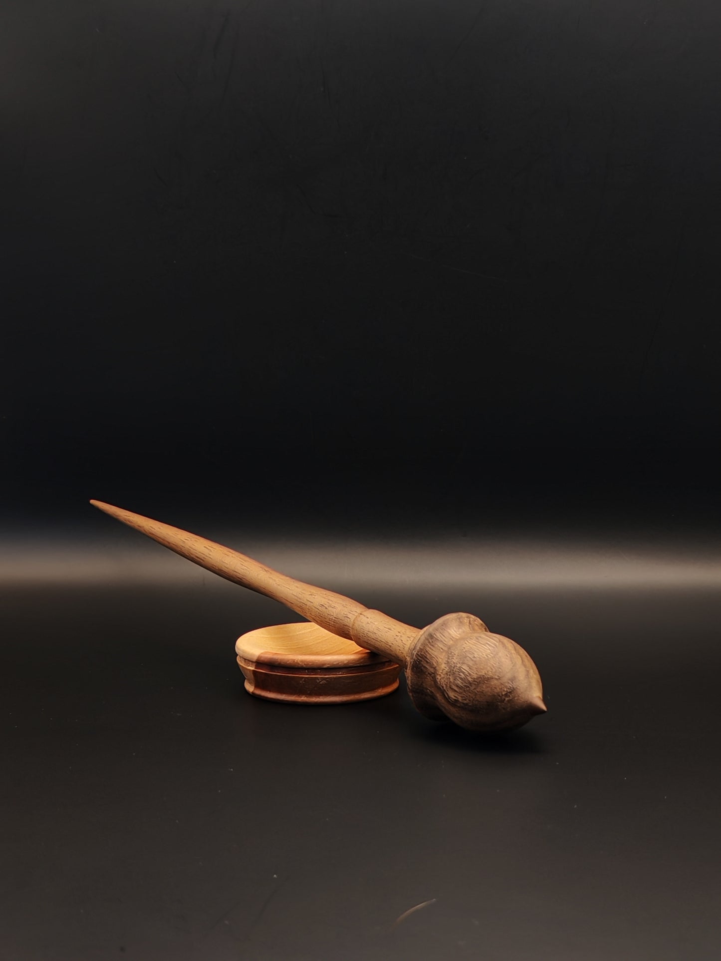 Walnut Wood Support Spindle Set with Plum Bowl